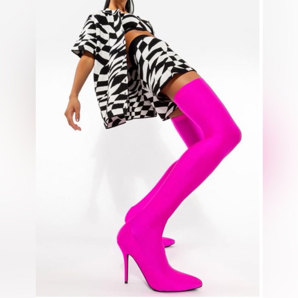 Fuchsia Azalea Wang star stretch thigh high stiletto boot 💓